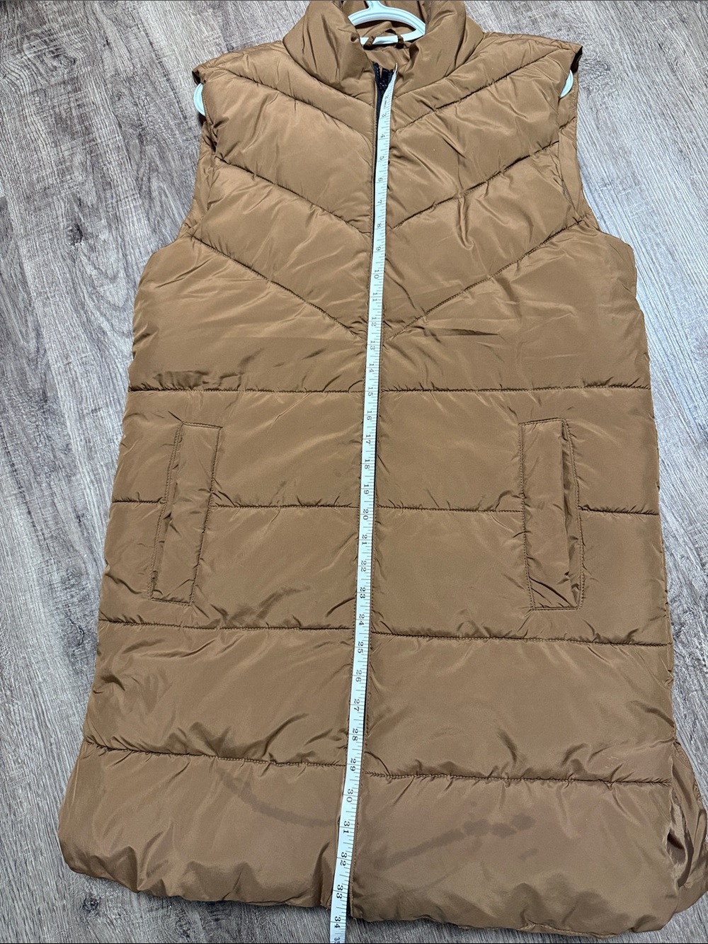 Noisy May Quilted Long Puffer Vest in Brown - Picture 4 of 5